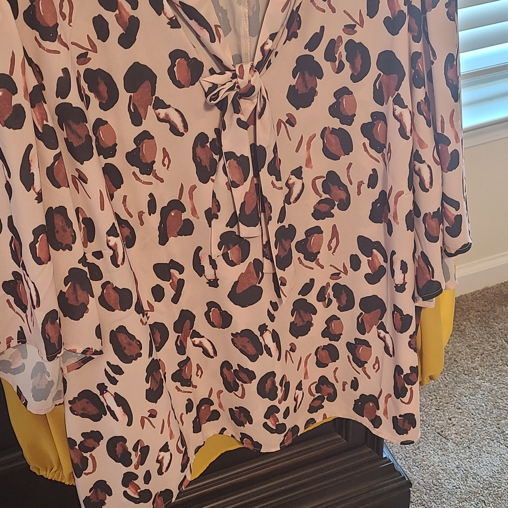 Eloquii Animal Print Blouse with Bow Detail
